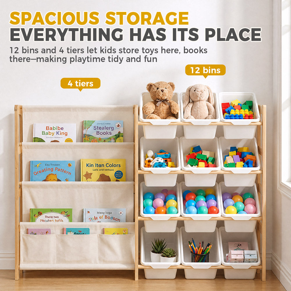PlayPals Toy Storage Organizer with Storage Bins Toys Box White
