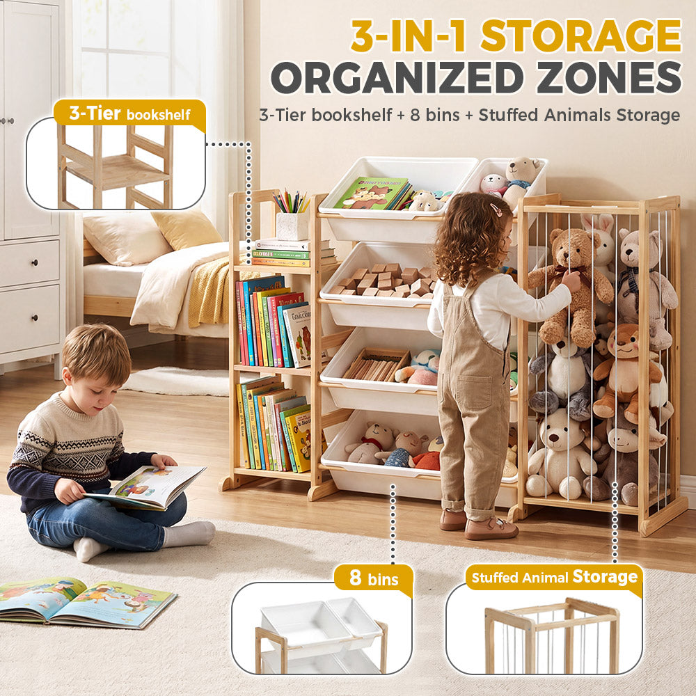 PlayPals Toy Storage Organizer with Shelves & Bins & Stuffed Animal Storage