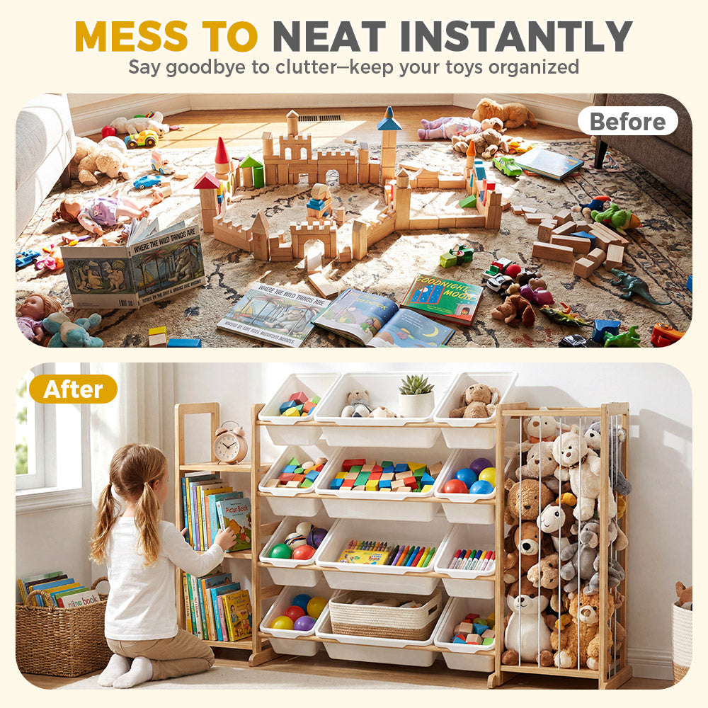 PlayPals Toy Storage Organizer with Shelves & Bins & Stuffed Animal Storage
