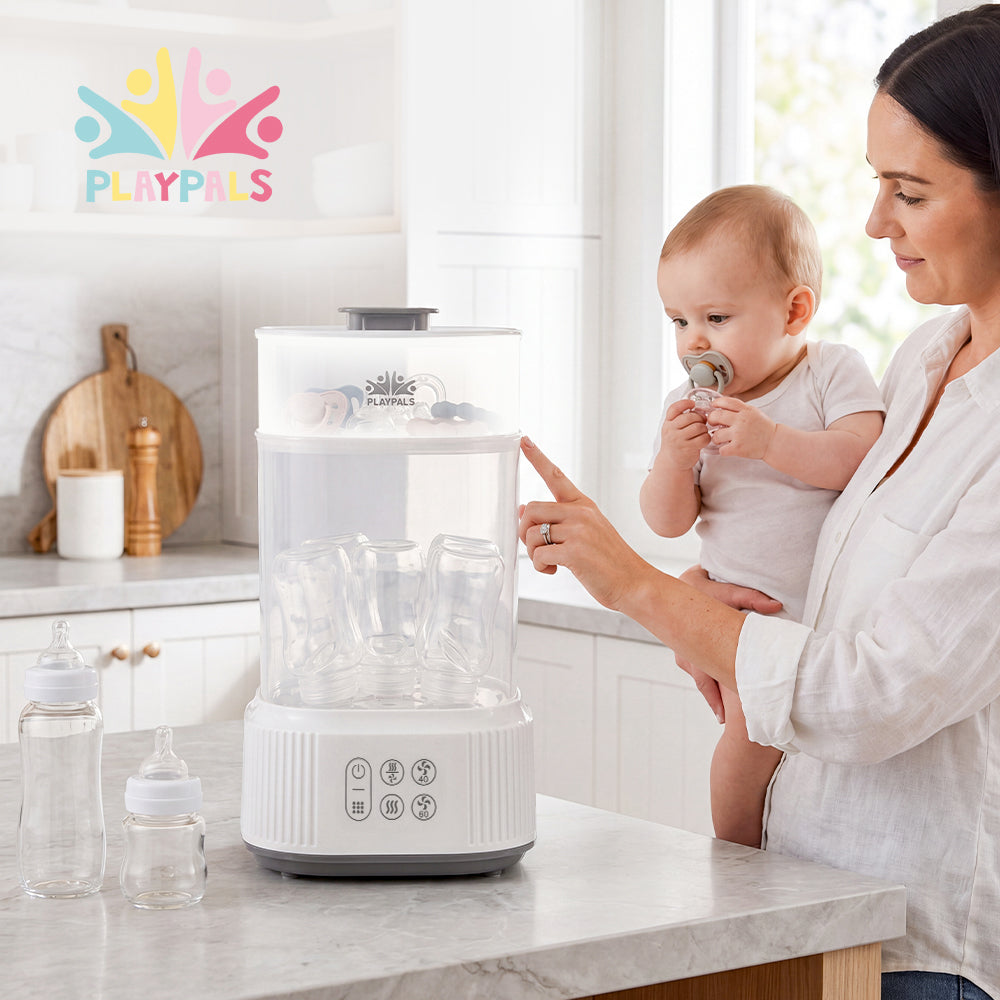 PlayPals 2 Layers Bottle Steriliser and Dryer for Baby Bottles, Pacifiers