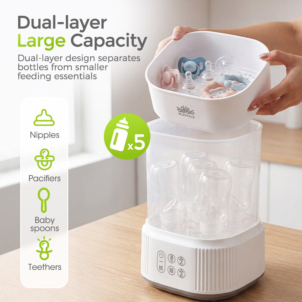 PlayPals 2 Layers Bottle Steriliser and Dryer for Baby Bottles, Pacifiers
