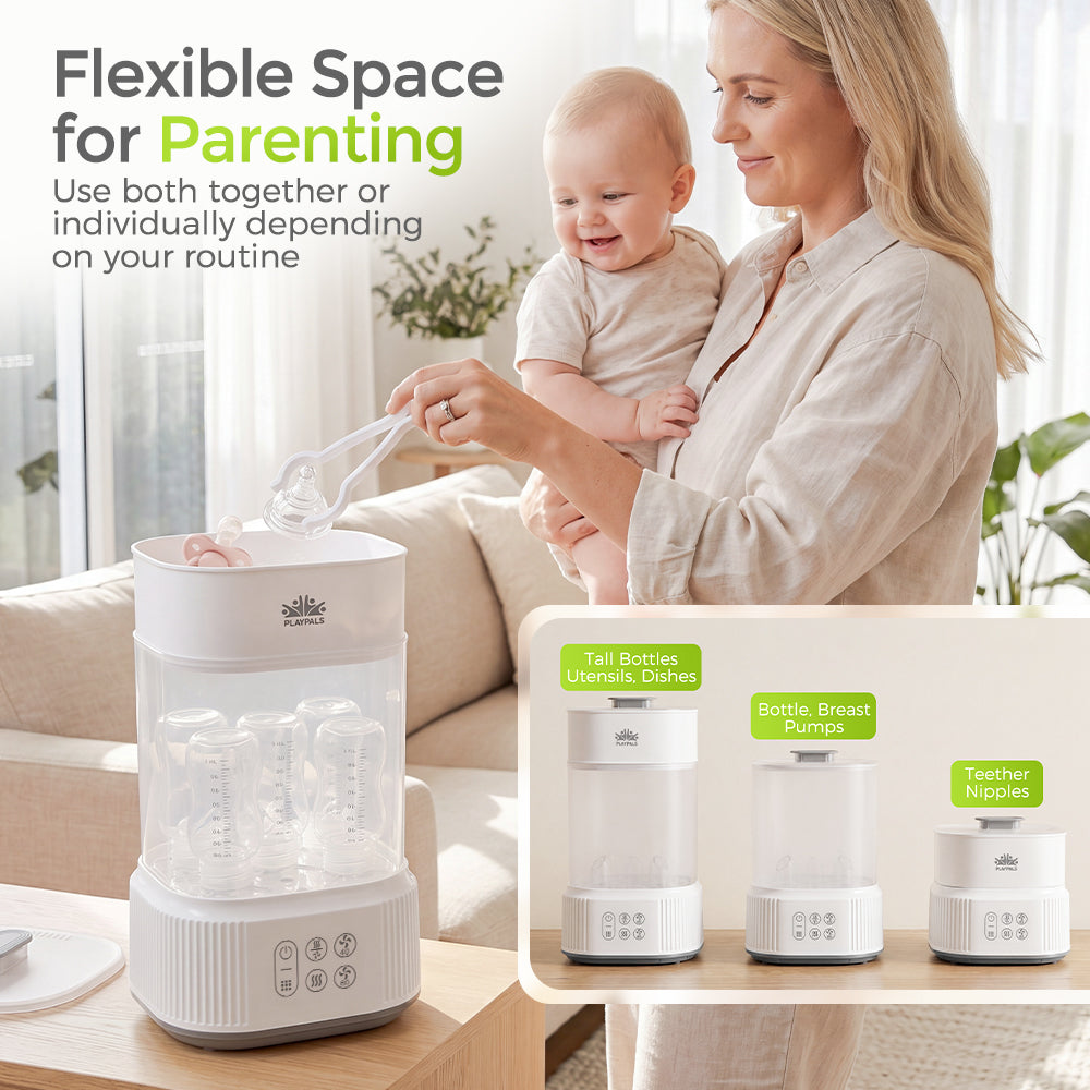 PlayPals 2 Layers Bottle Steriliser and Dryer for Baby Bottles, Pacifiers
