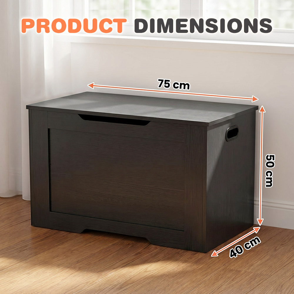 PlayPals 114L Kids Toy Box Storage Chest Particle Board Bench Black