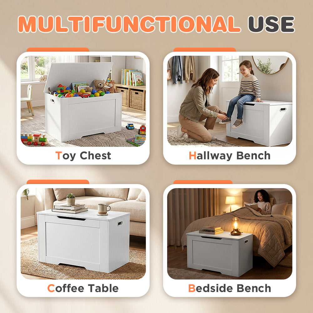 PlayPals 120L Kids Toy Box Storage Chest Particle Board Bench