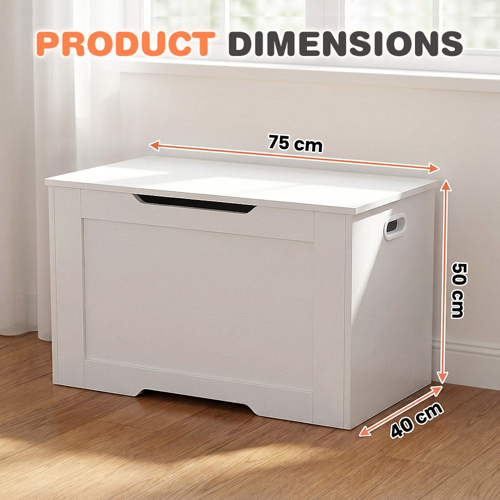 PlayPals 114L Kids Toy Box Storage Chest Particle Board Bench White