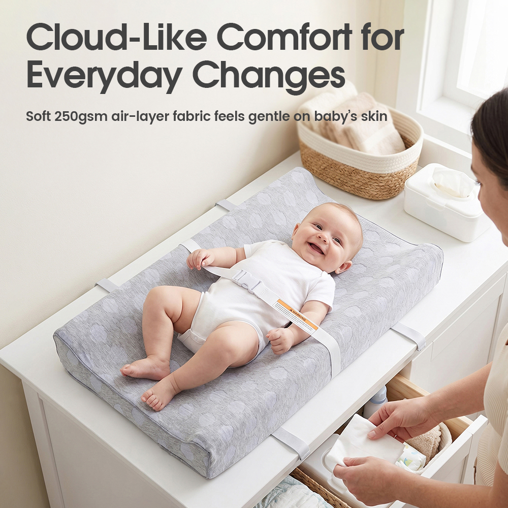 PlayPals Baby Changing Pad with Safety Belt Waterproof & Non-Slip