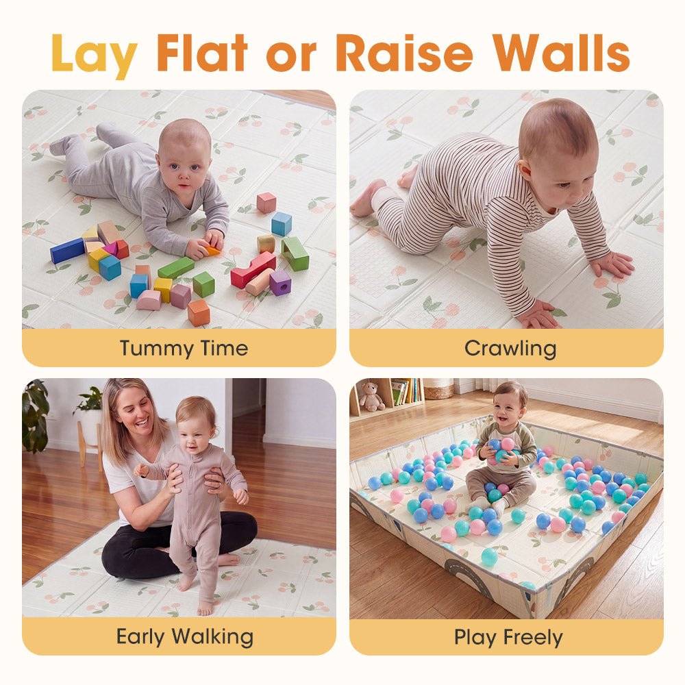 Playpals Foldable Baby Play Mat w/ Pit Balls XPE Foam Two Sides Road