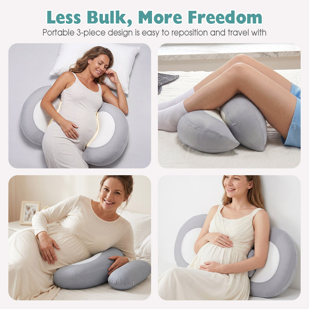 Playpals Cooling Pregnancy Pillow 3-Piece Soft Body Pillow for Back Belly Neck Legs