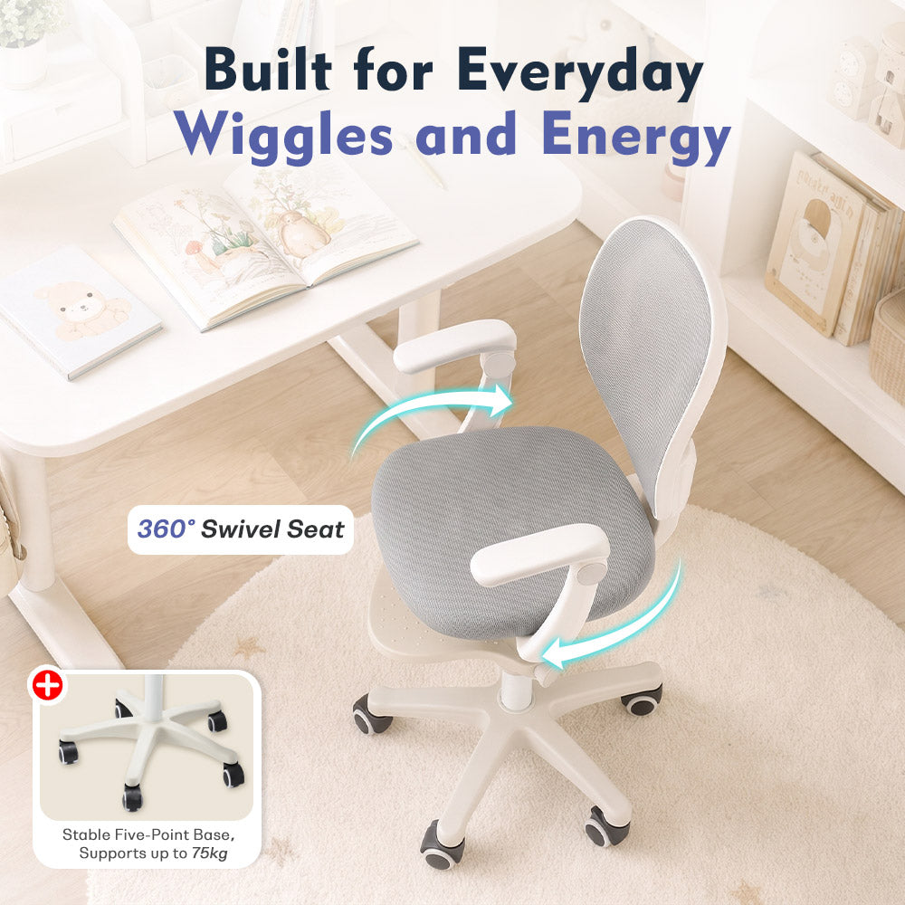PlayPals Kids Desk Chair, Adjustable Children Study Chair, Red/Grey/Blue