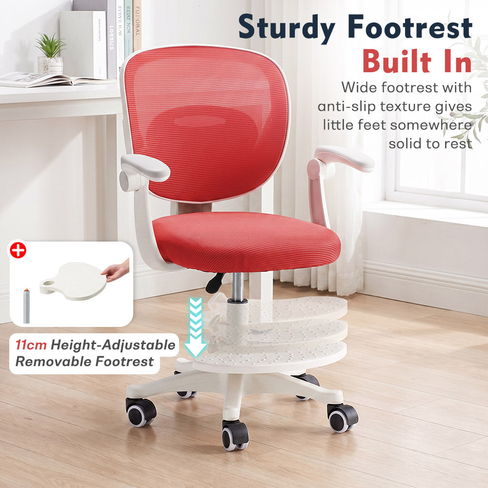 PlayPals Kids Desk Chair, Adjustable Children Study Chair, Red/Grey/Blue