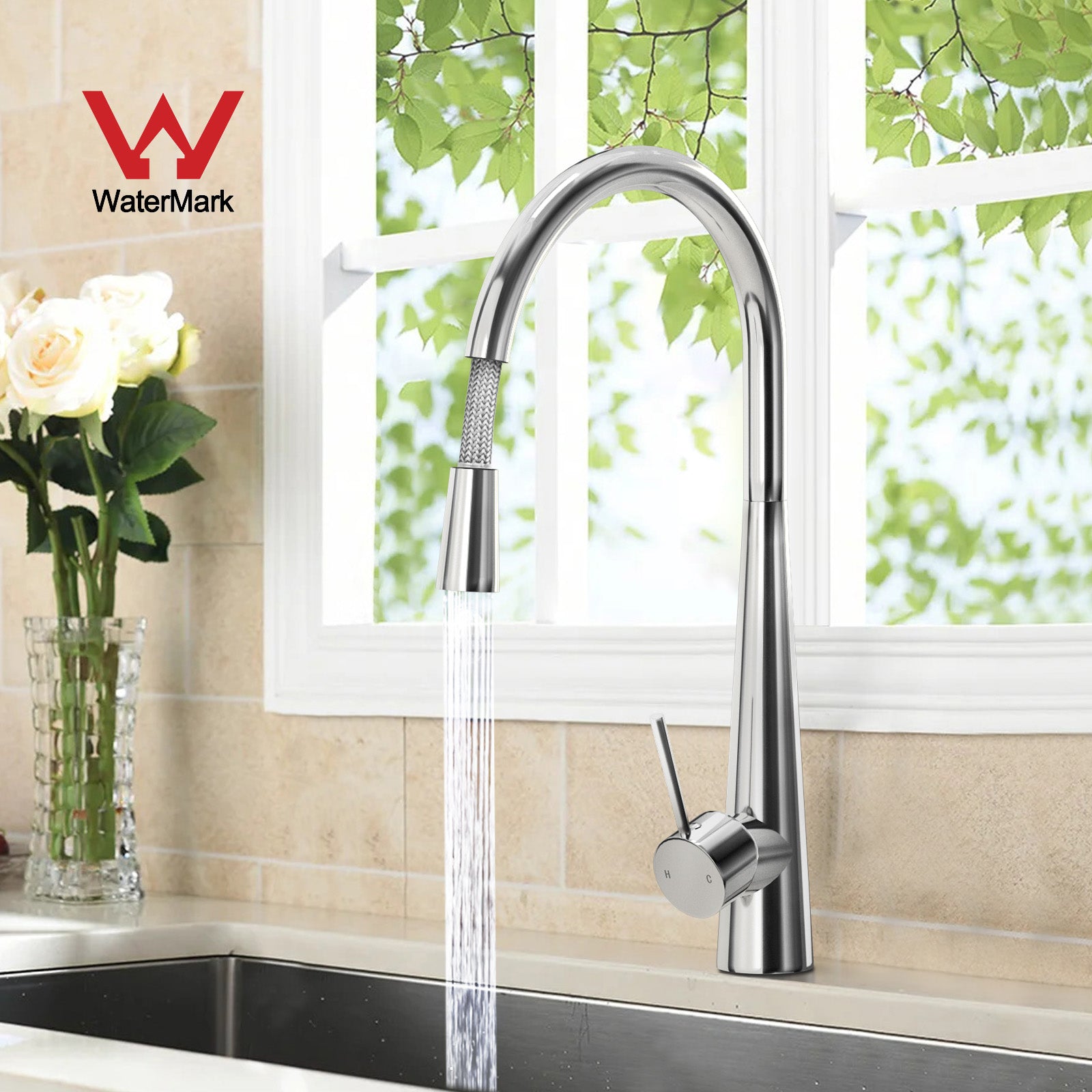 WELS Kitchen Tap Pull Out Down Mixer Tap Spray Sink Basin Faucet Laundry Taps - Sunyee