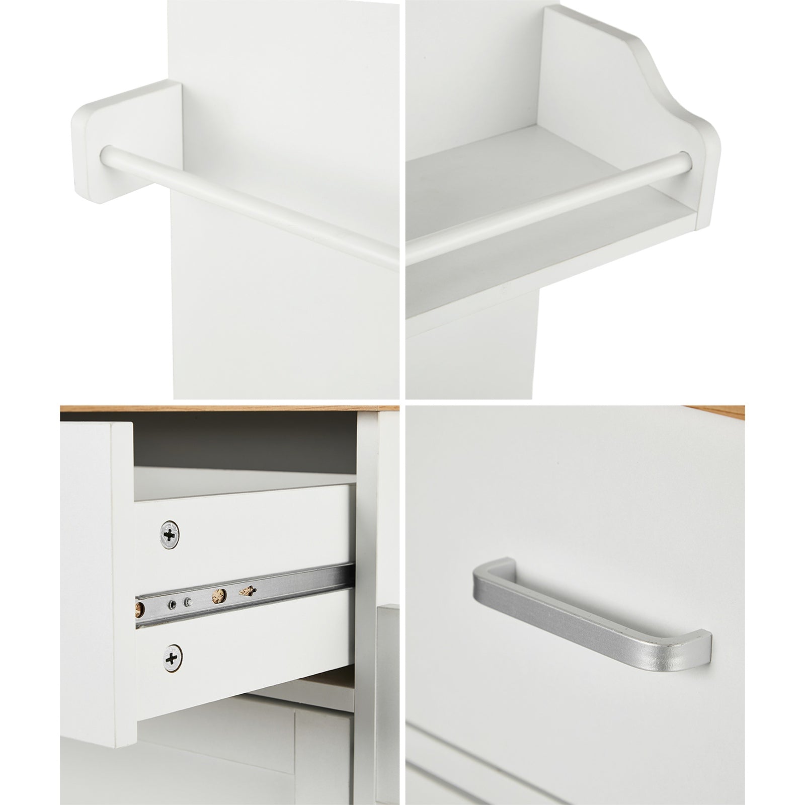 Oikiture Kitchen Island Trolley Rolling Storage Cart with Drawer & Towel Rack - Sunyee