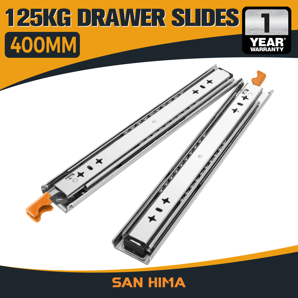 San Hima 2x 125kg Locking Drawer Slides / Runners 356mm to 1016mm Trailer Draw - Sunyee
