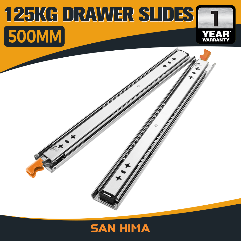 San Hima 2x 125kg Locking Drawer Slides / Runners 356mm to 1016mm Trailer Draw - Sunyee