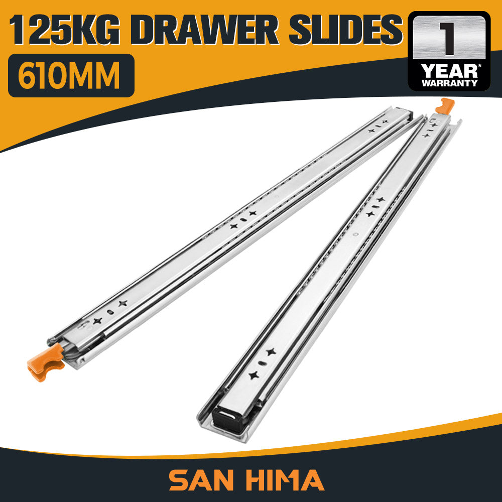 San Hima 2x 125kg Locking Drawer Slides / Runners 356mm to 1016mm Trailer Draw - Sunyee