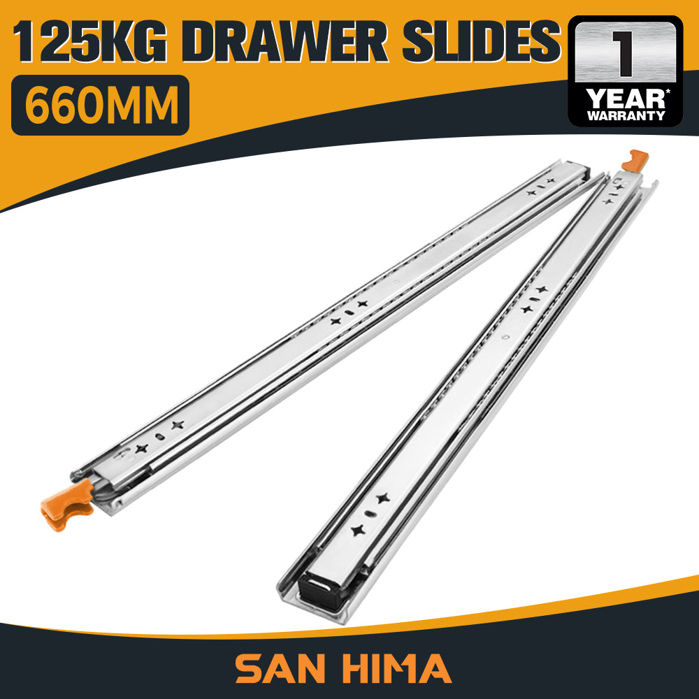 San Hima 2x 125kg Locking Drawer Slides / Runners 356mm to 1016mm Trailer Draw - Sunyee