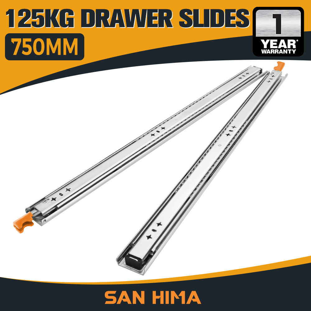 San Hima 2x 125kg Locking Drawer Slides / Runners 356mm to 1016mm Trailer Draw - Sunyee
