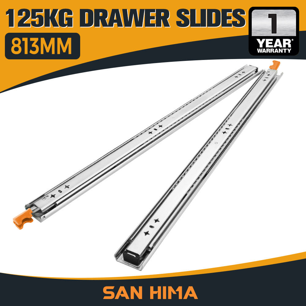 San Hima 2x 125kg Locking Drawer Slides / Runners 356mm to 1016mm Trailer Draw - Sunyee