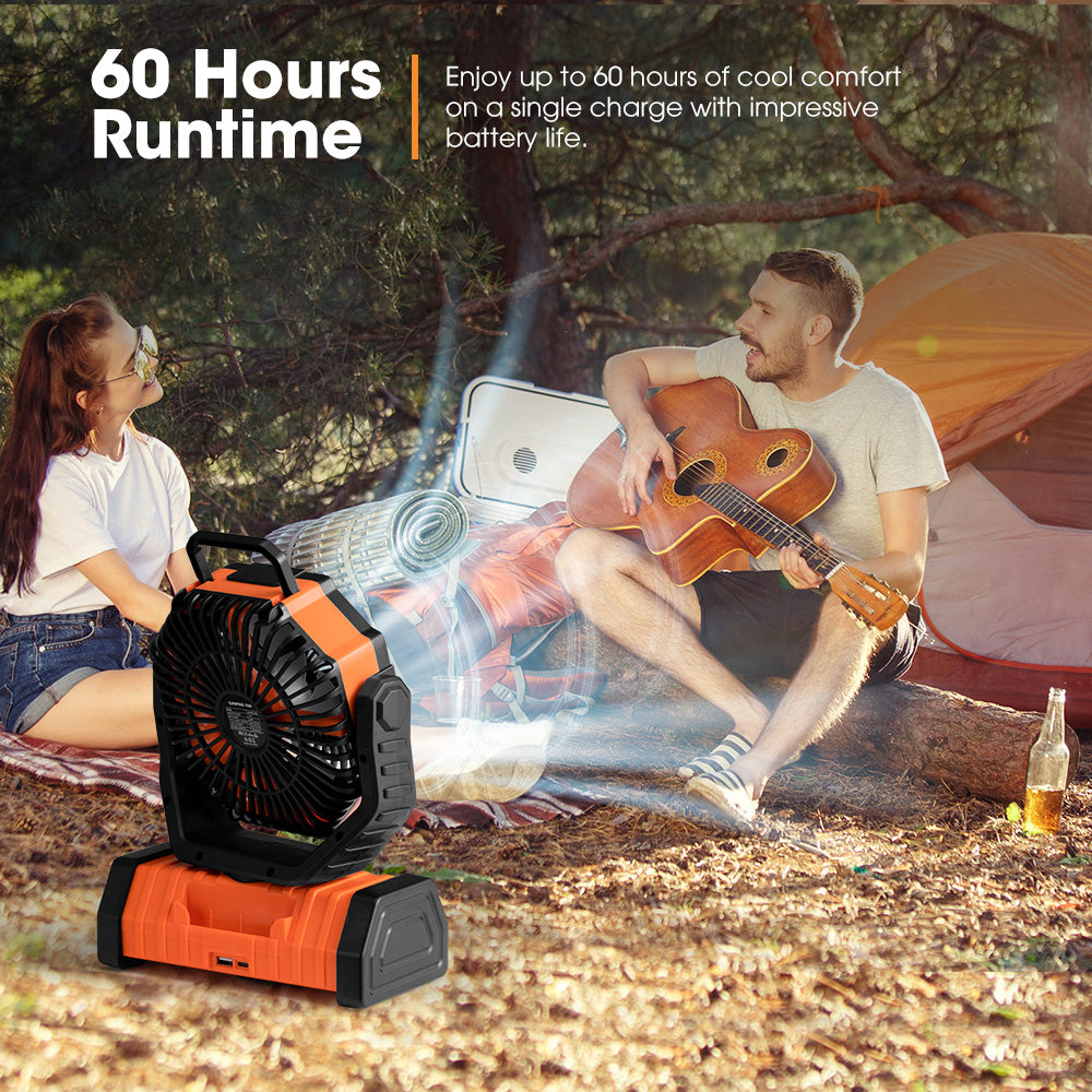 San Hima 20000mAh Portable Camping Fan Rechargeable Tent Fan With LED Light - Sunyee