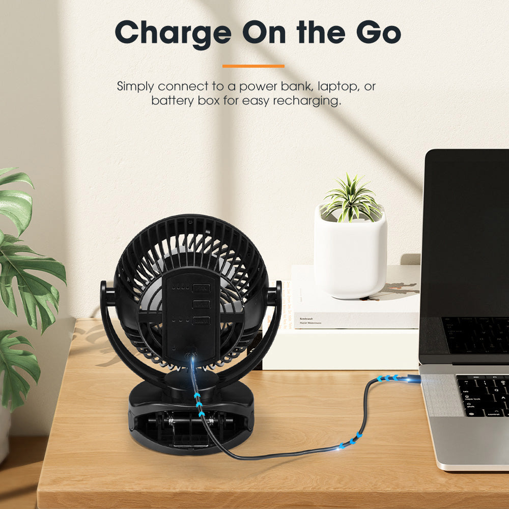 2X 3X 4X San Hima 10000mAh Camping Fan Portable W/ LED Light USB Rechargeable Clip On - Sunyee