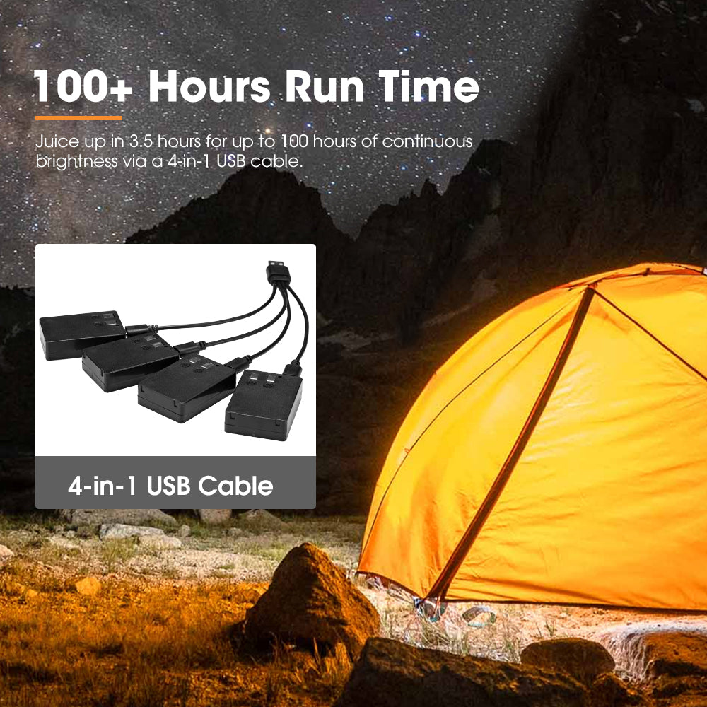 San Hima 4xLED Camping Lantern Light Amber White w/ Lithium Battery Rechargeable - Sunyee