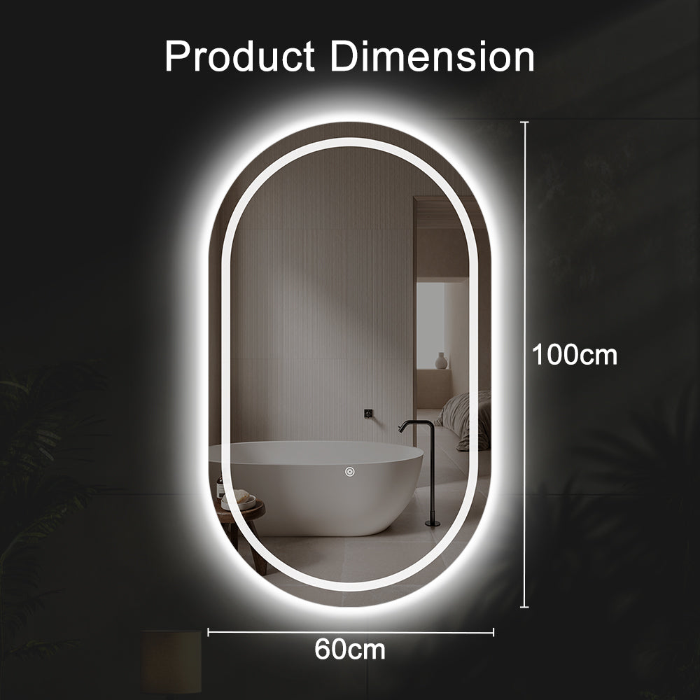 ProPulse Bathroom LED Wall Mirror 60x100CM Makeup Mirrors With 3 Color Anti-fog - Sunyee