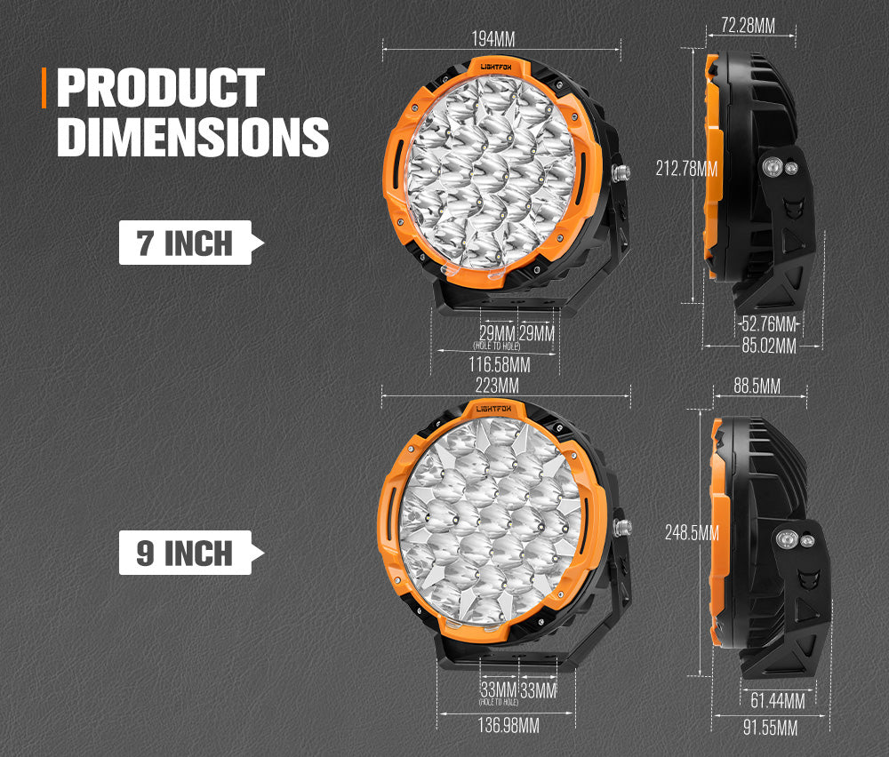Lightfox Starrix 7 inch+9 inch Osram LED Driving Lights - Sunyee