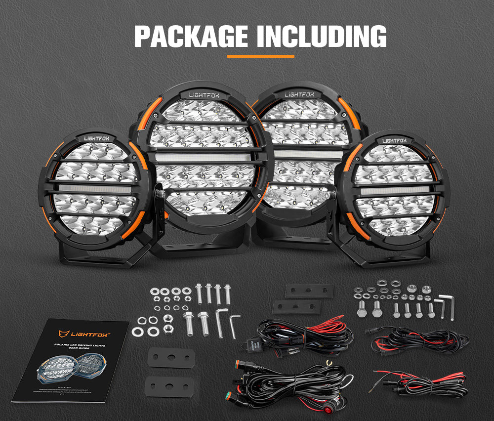 Lightfox 7"+9" Osram LED Driving Lights Round Spotlight Spot Headlight DRL - Sunyee