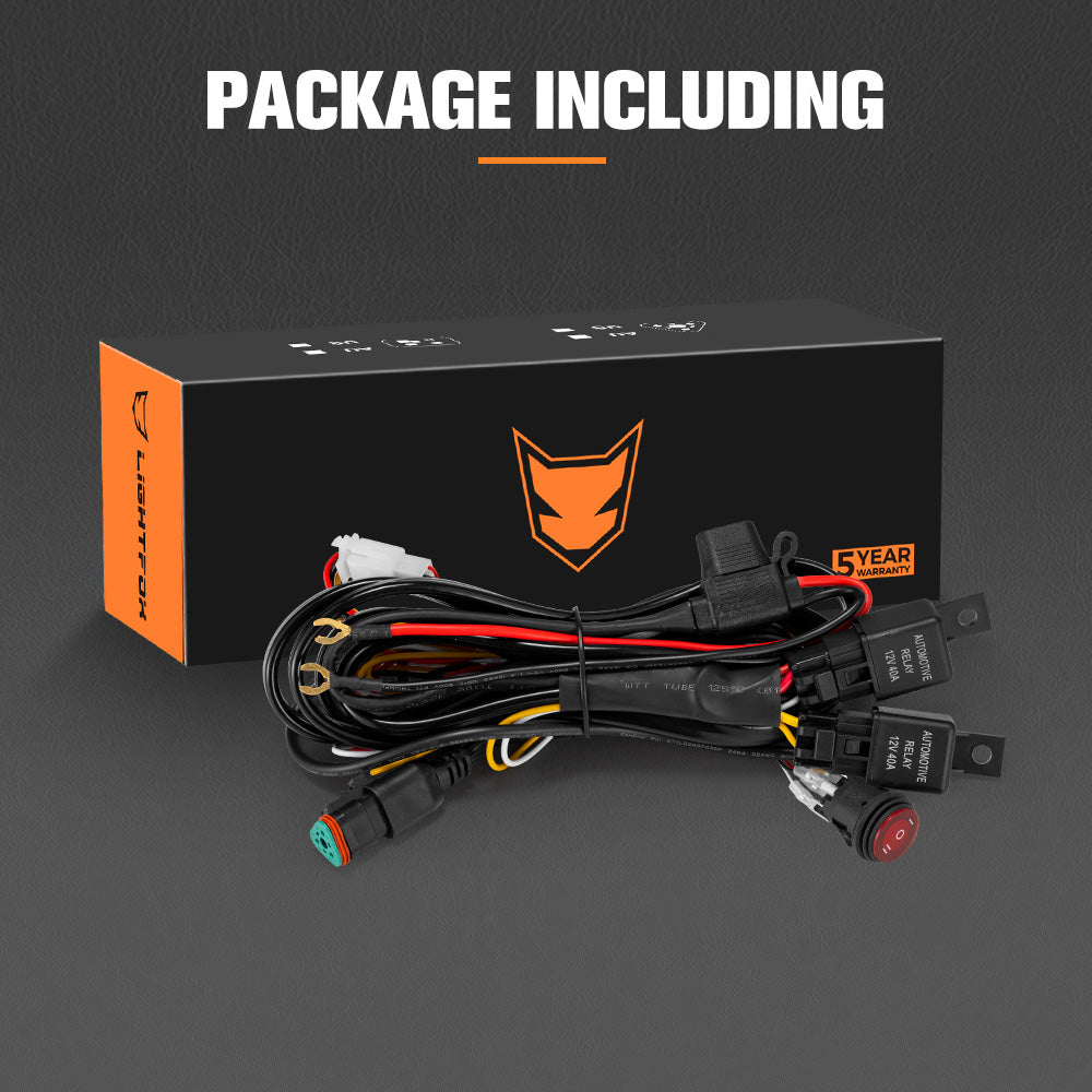 Lightfox 40A High Beam Wiring Harness With DT 3-Pin Connectors For LED Pod Light