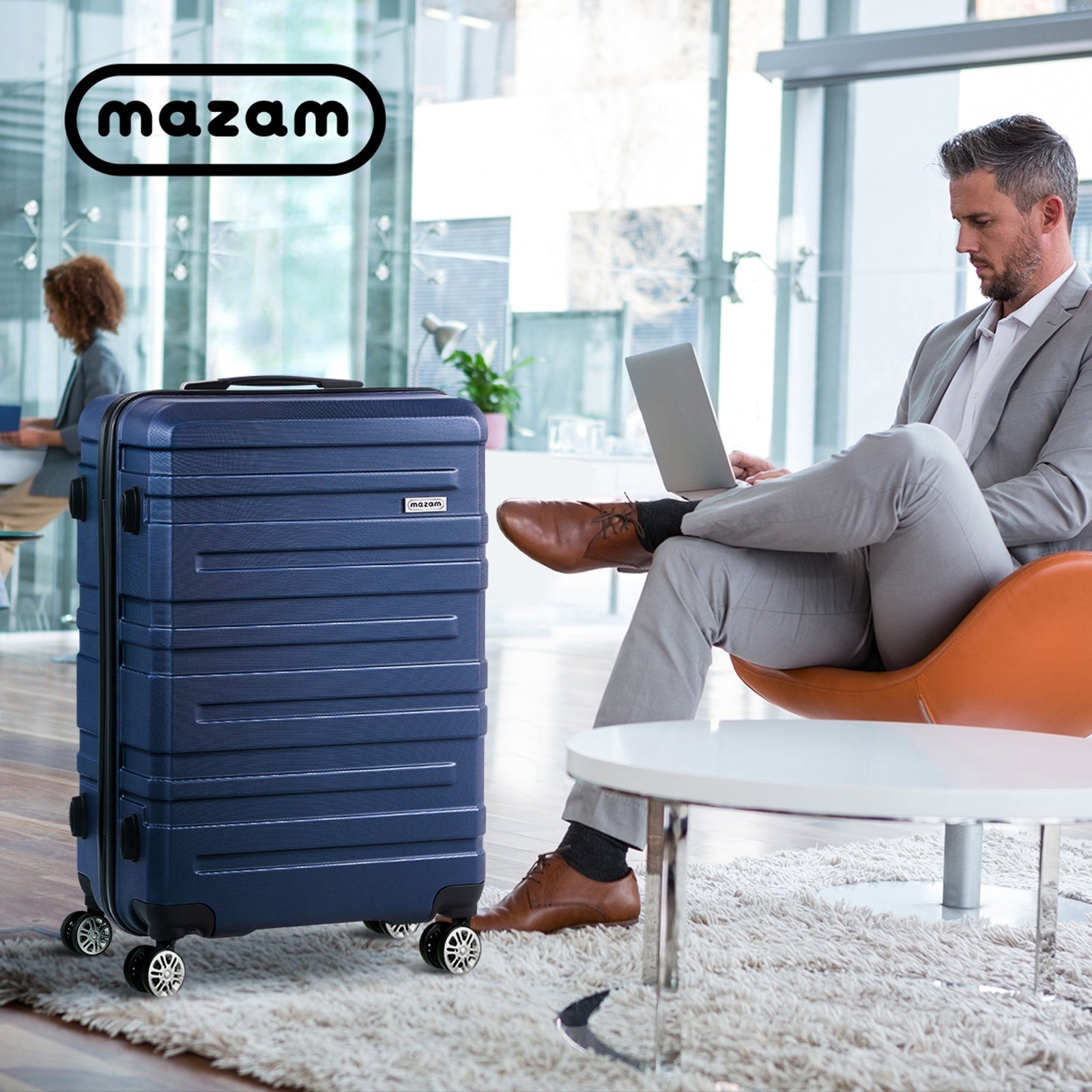 Mazam 28" Luggage Suitcase Trolley Set Travel TSA Lock Storage Hard Case Navy - Sunyee