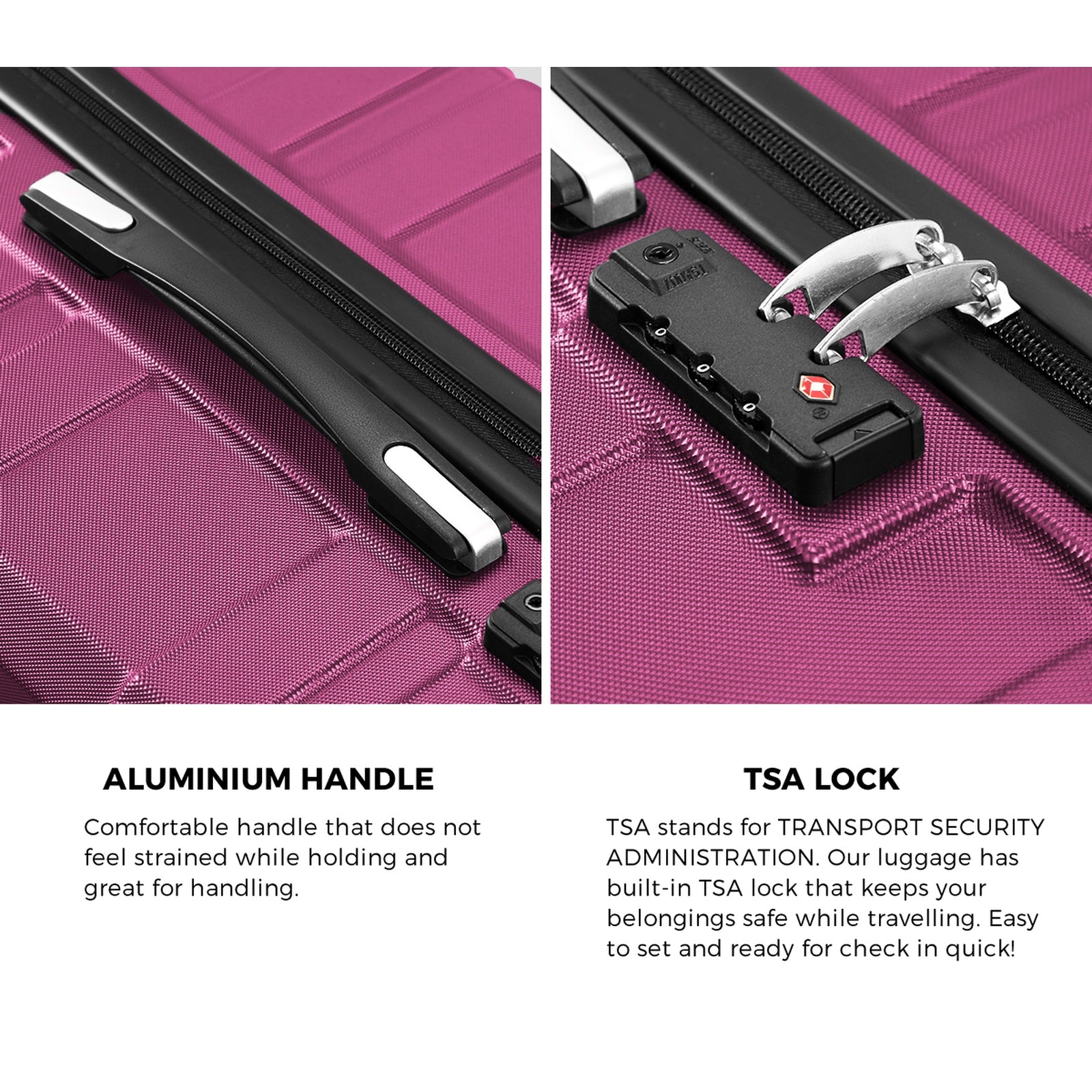 Mazam 28" Luggage Suitcase Trolley Set Travel TSA Lock Storage Hard Case Magenta - Sunyee