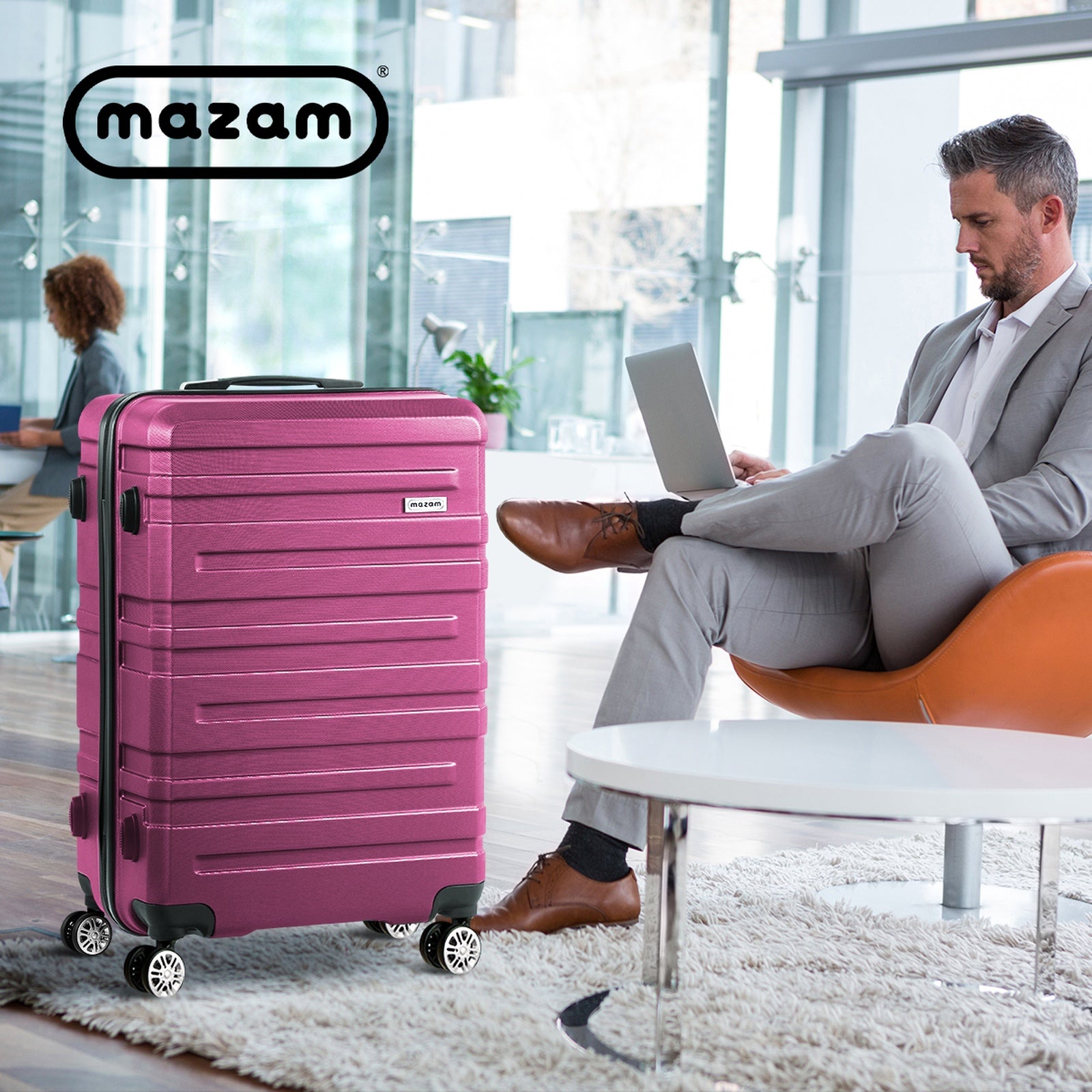 Mazam 28" Luggage Suitcase Trolley Set Travel TSA Lock Storage Hard Case Magenta - Sunyee