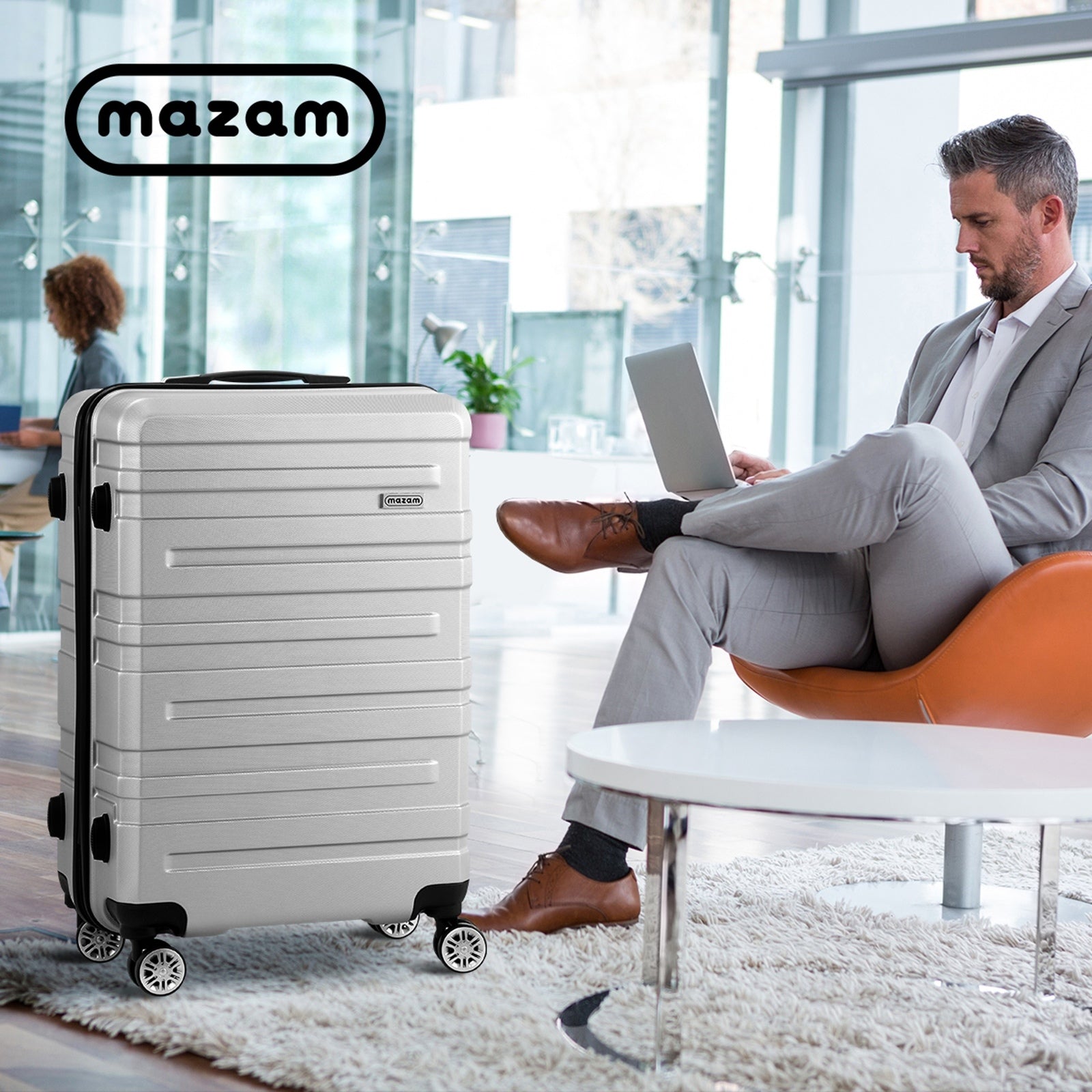 Mazam 28" Luggage Suitcase Trolley Set Travel TSA Lock Storage Hard Case Silver - Sunyee