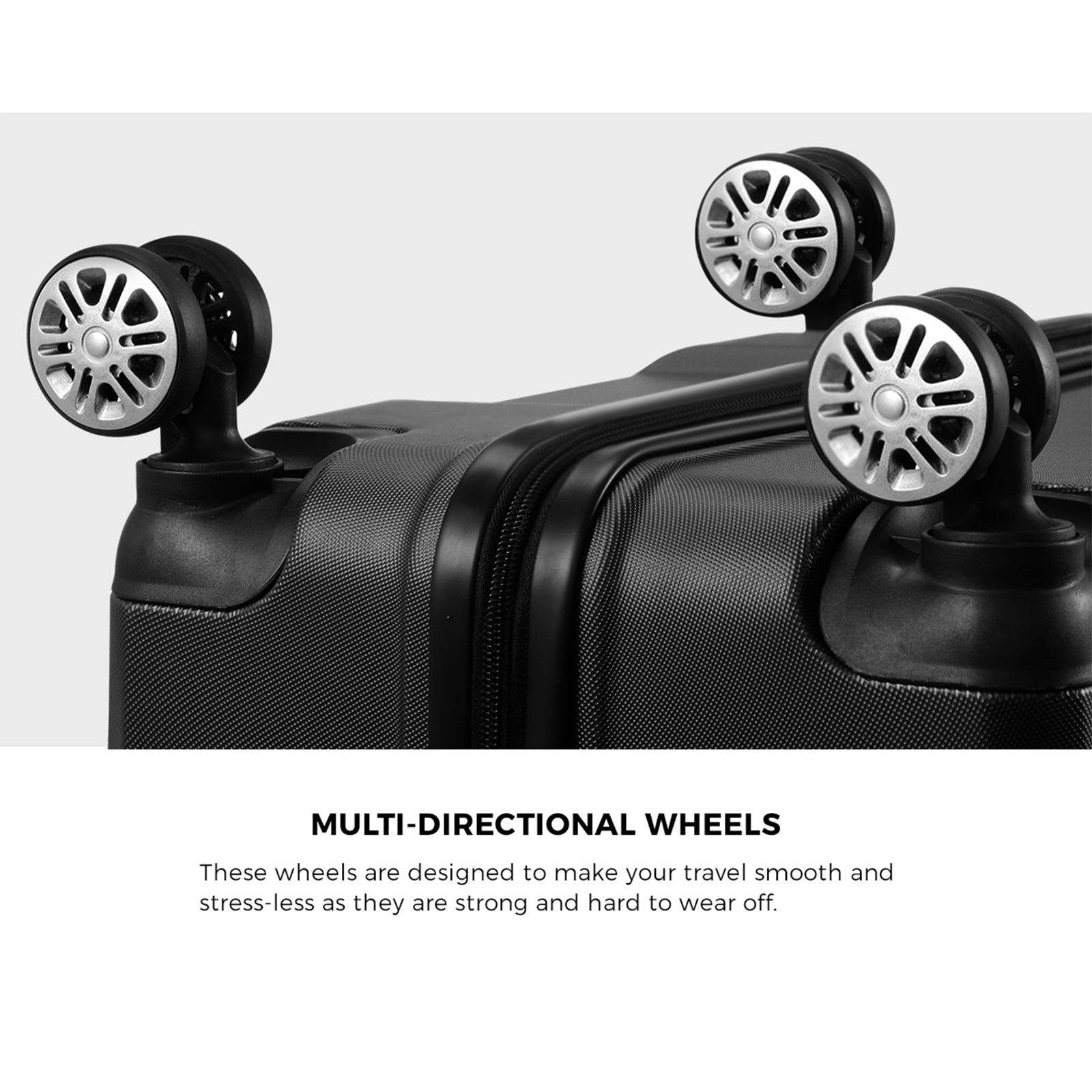 Mazam 3PCS Luggage Suitcase Trolley Set Travel TSA Lock Storage Hard Case Black - Sunyee