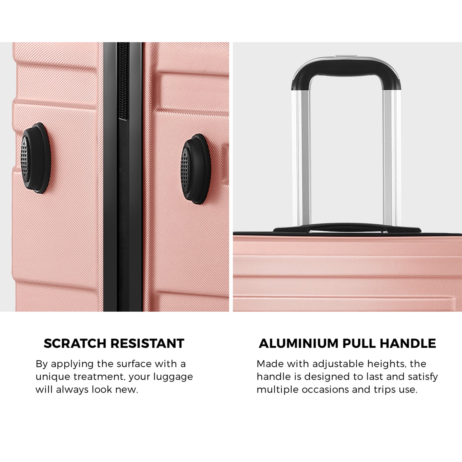 Mazam 3PCS Luggage Suitcase Trolley Set Travel TSA Lock Storage Hard Case Pink - Sunyee