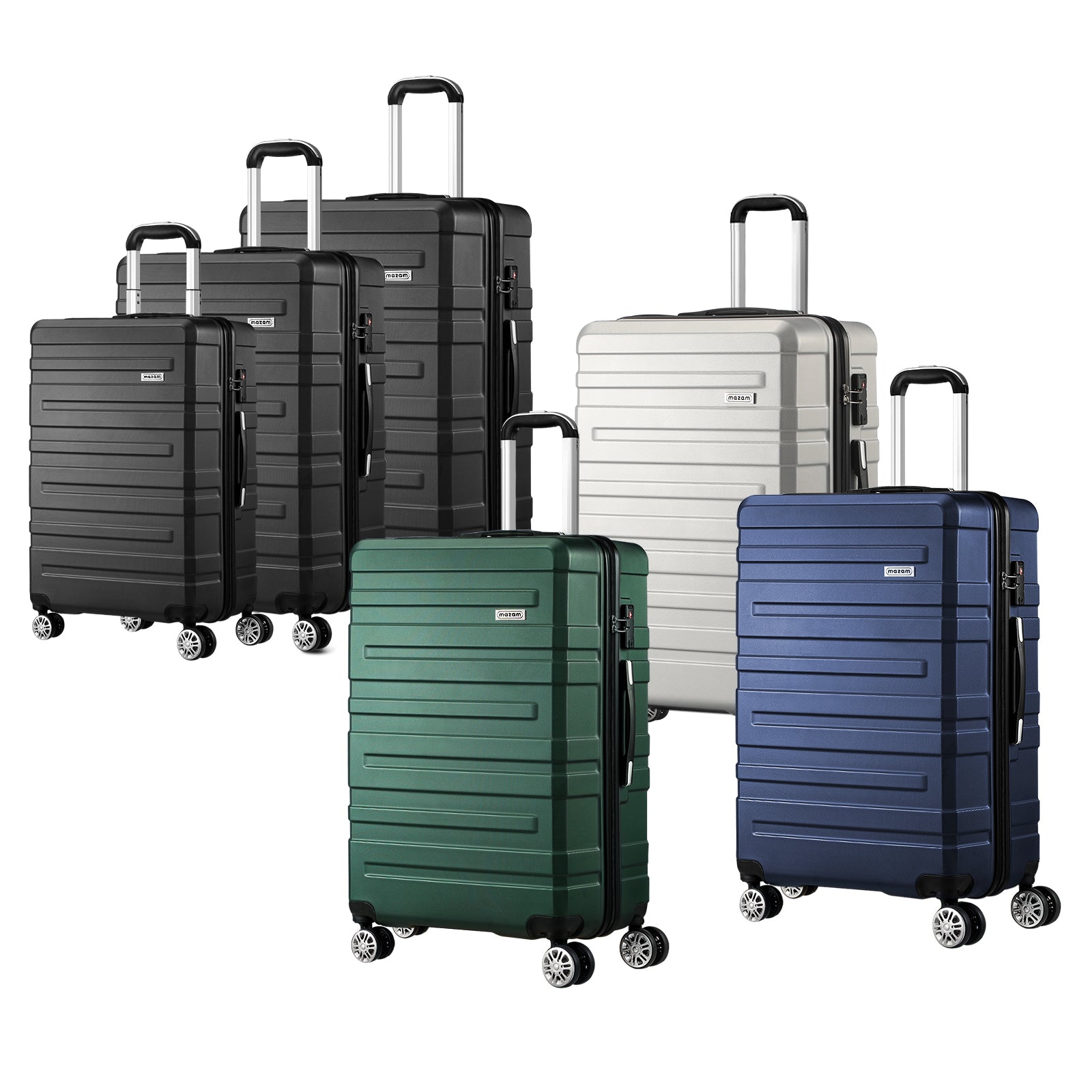 Mazam 1/3PCS Luggage Suitcase Trolley Set Travel TSA Lock Storage Hard Case - Sunyee