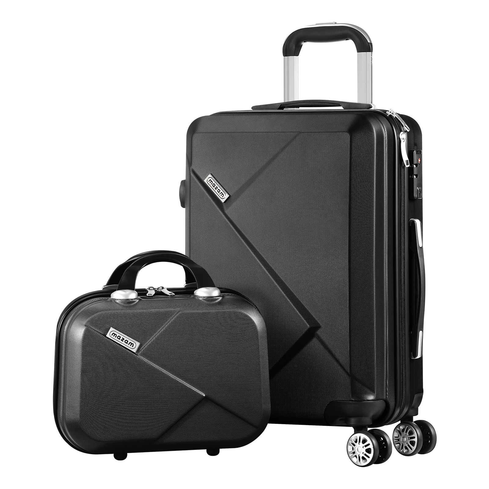 Mazam 2PCS Luggage Suitcase Trolley Set Travel TSA Lock Storage Hard Case Black - Sunyee