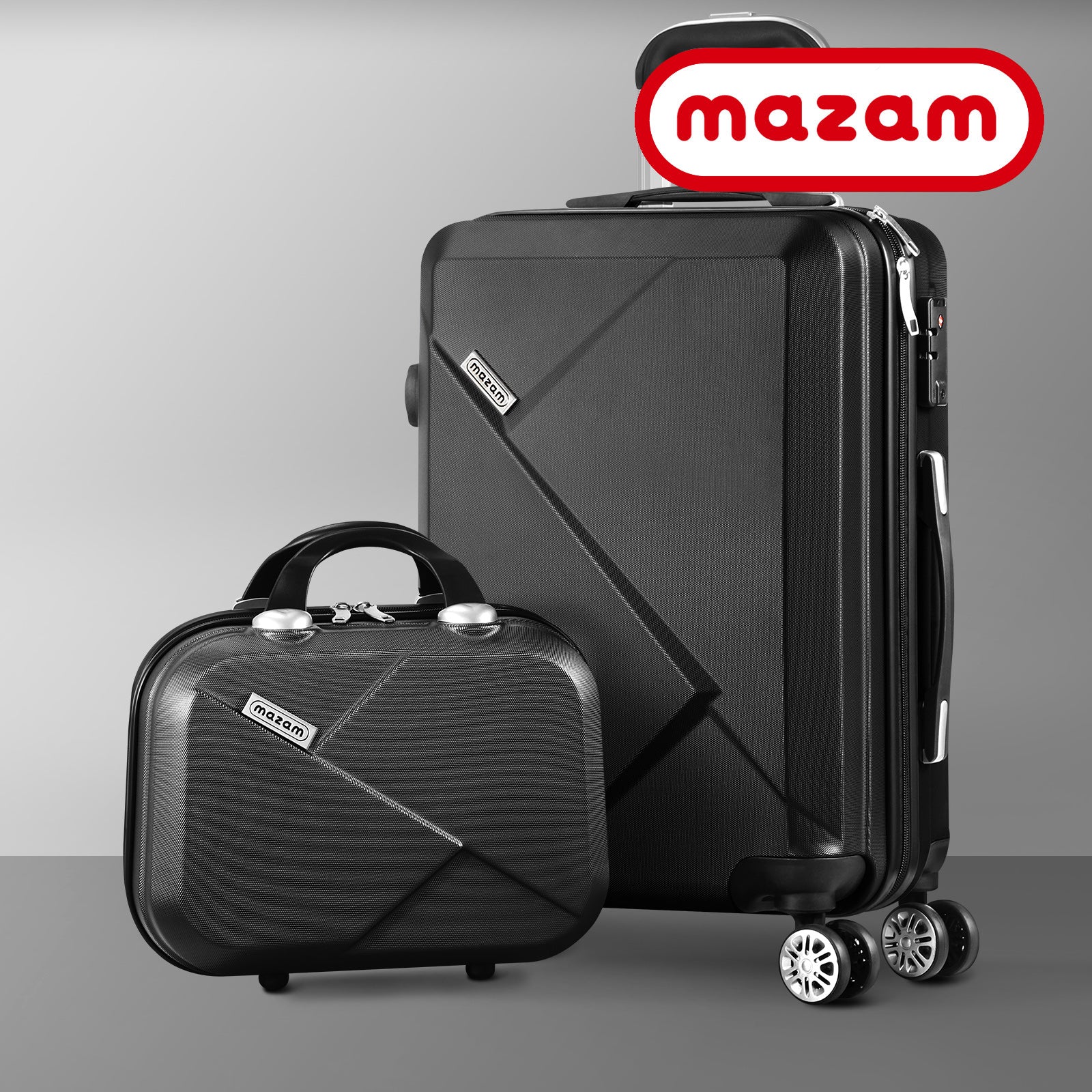 Mazam 2PCS Luggage Suitcase Trolley Set Travel TSA Lock Storage Hard Case Black - Sunyee