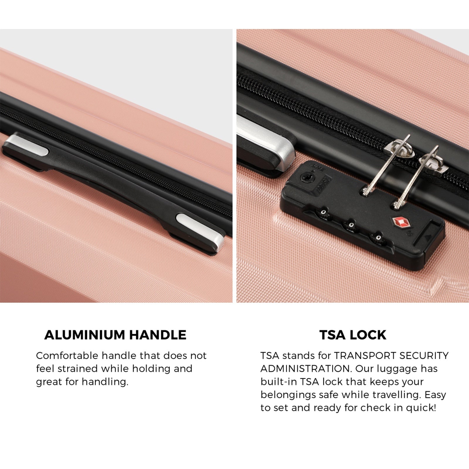 Mazam 2PCS Luggage Suitcase Trolley Set Travel TSA Lock Storage Hard Case Pink - Sunyee