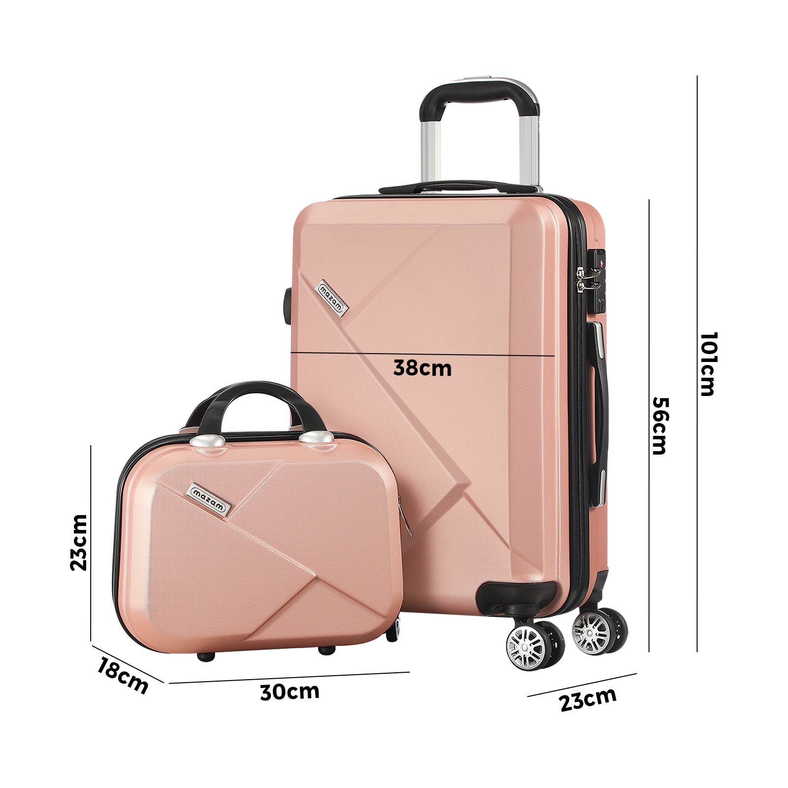 Mazam 2PCS Luggage Suitcase Trolley Set Travel TSA Lock Storage Hard Case Pink - Sunyee