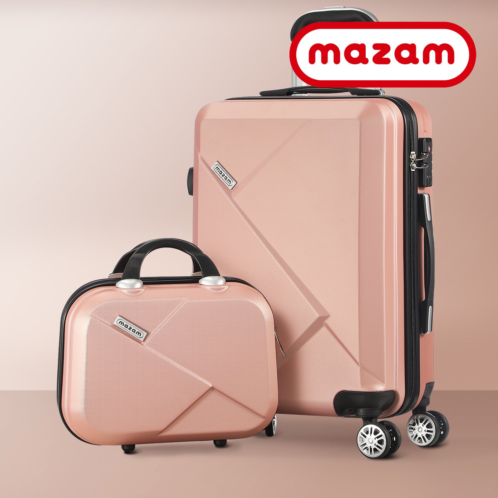 Mazam 2PCS Luggage Suitcase Trolley Set Travel TSA Lock Storage Hard Case Pink - Sunyee