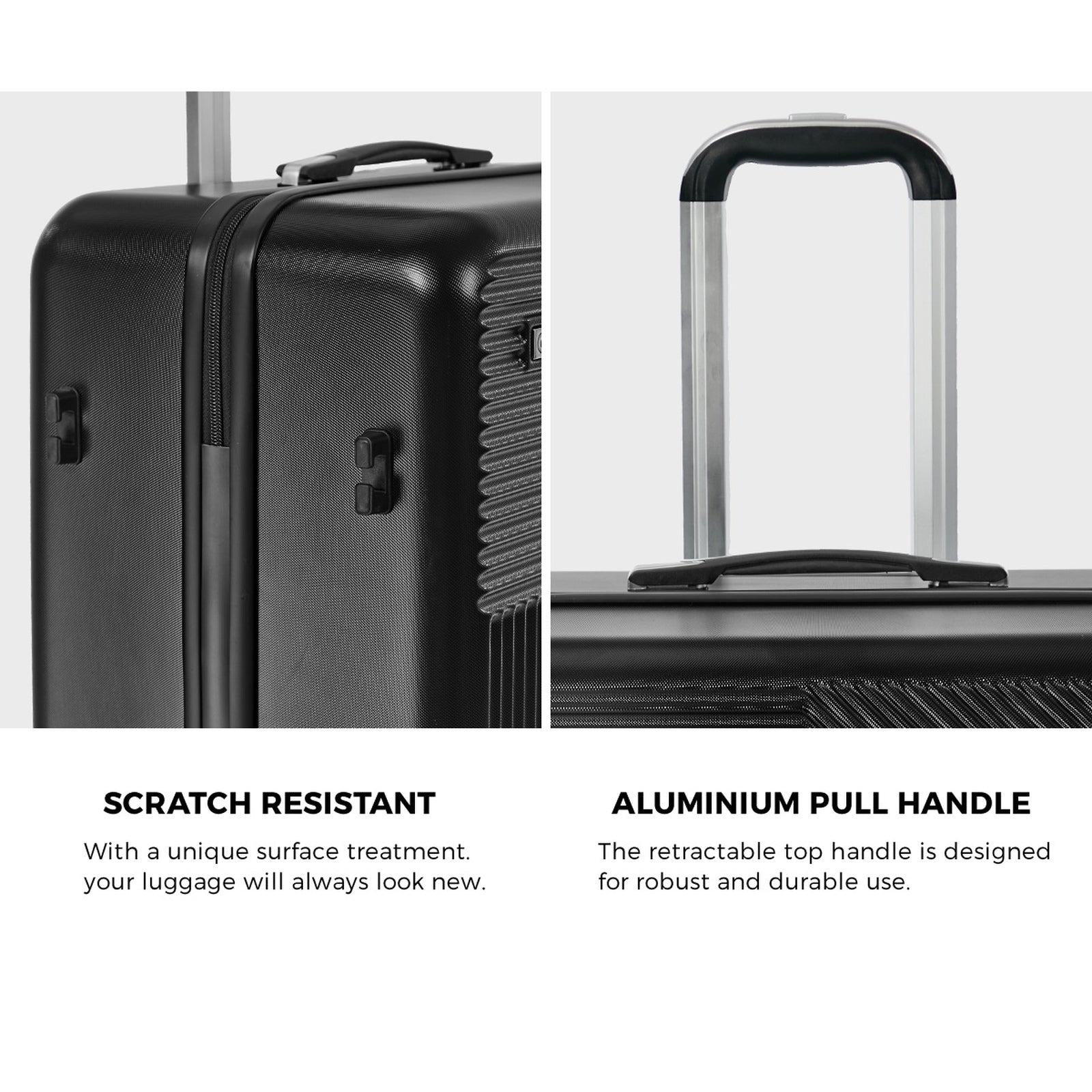 Mazam 2PCS Luggage Suitcase Trolley Set Travel TSA Lock Carry On Hard Case Black - Sunyee