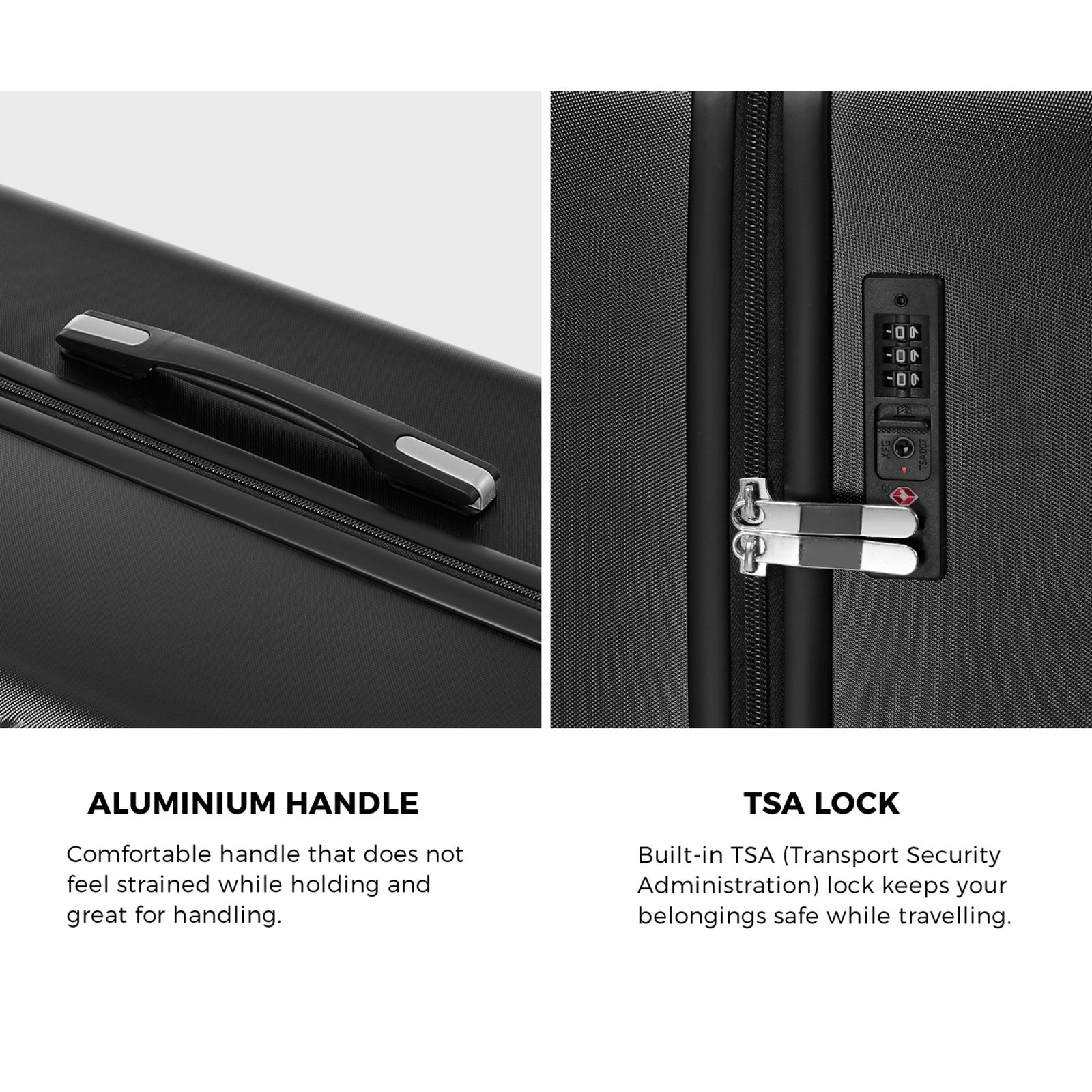 Mazam 2PCS Luggage Suitcase Trolley Set Travel TSA Lock Carry On Hard Case Black - Sunyee