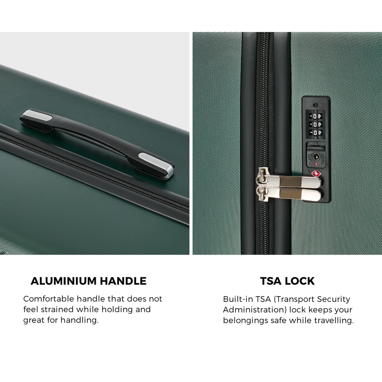 Mazam 2PCS Luggage Suitcase Trolley Set Travel TSA Lock Carry On Hard Case Green - Sunyee