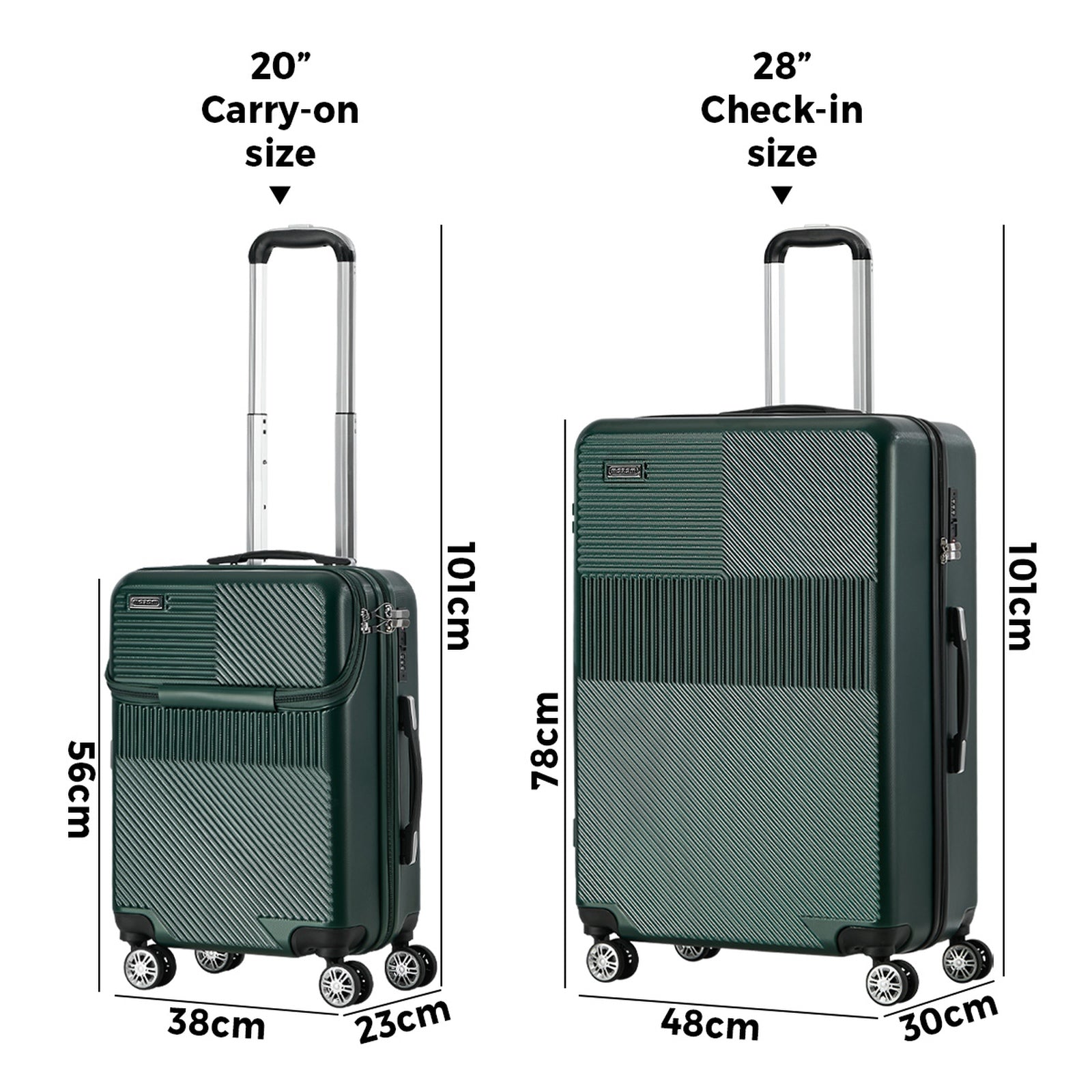 Mazam 2PCS Luggage Suitcase Trolley Set Travel TSA Lock Carry On Hard Case Green - Sunyee
