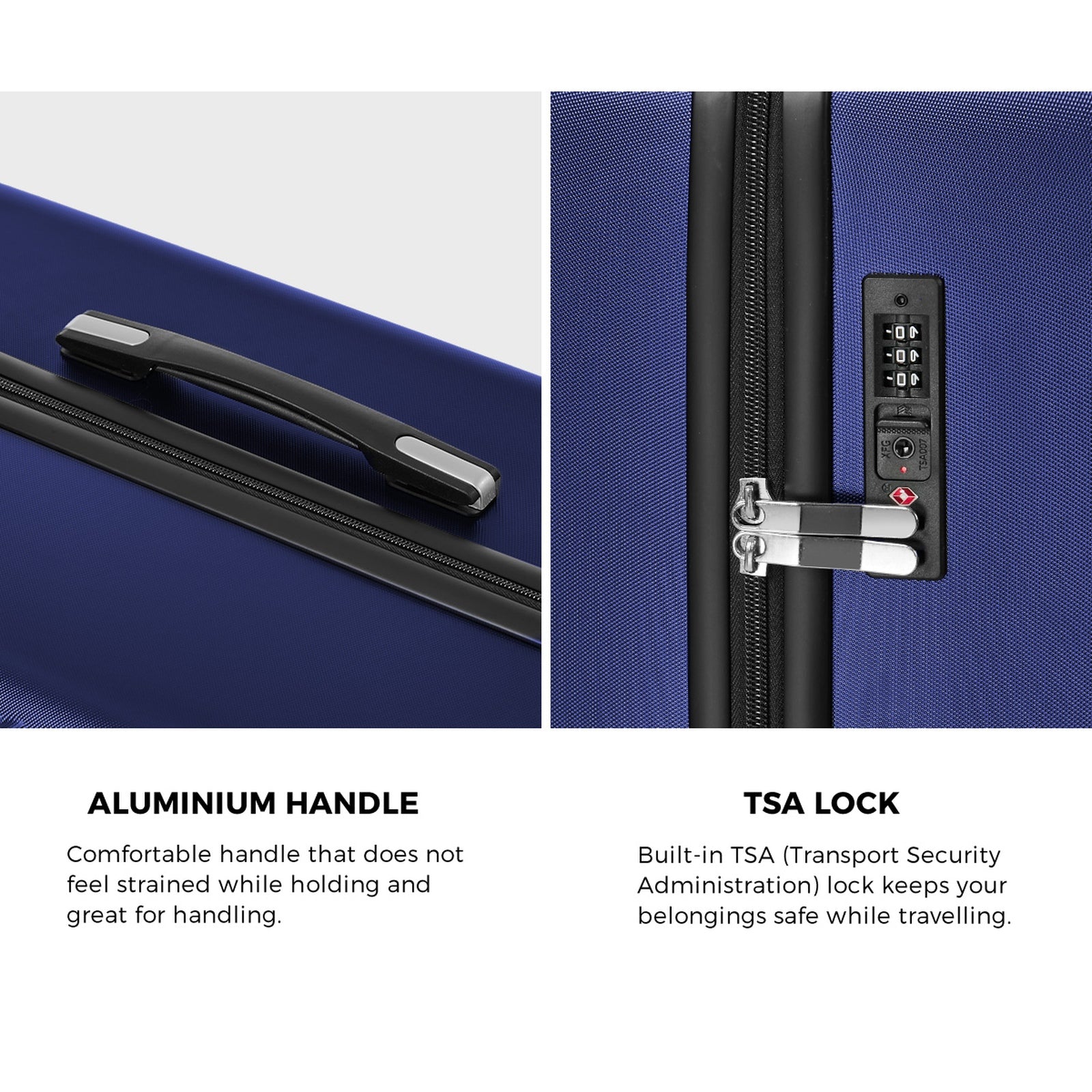 Mazam 2PCS Luggage Suitcase Trolley Set Travel TSA Lock Carry On Hard Case Navy - Sunyee