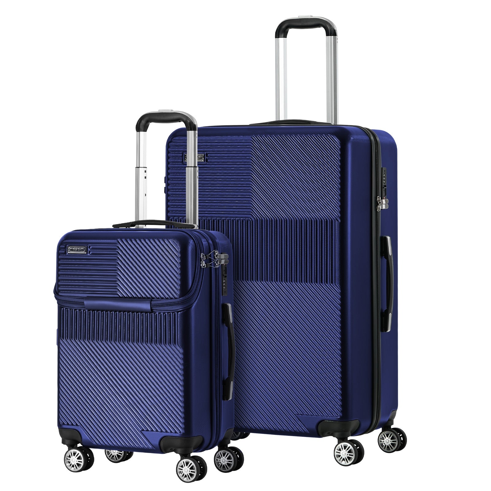 Mazam 2PCS Luggage Suitcase Trolley Set Travel TSA Lock Carry On Hard Case Navy - Sunyee