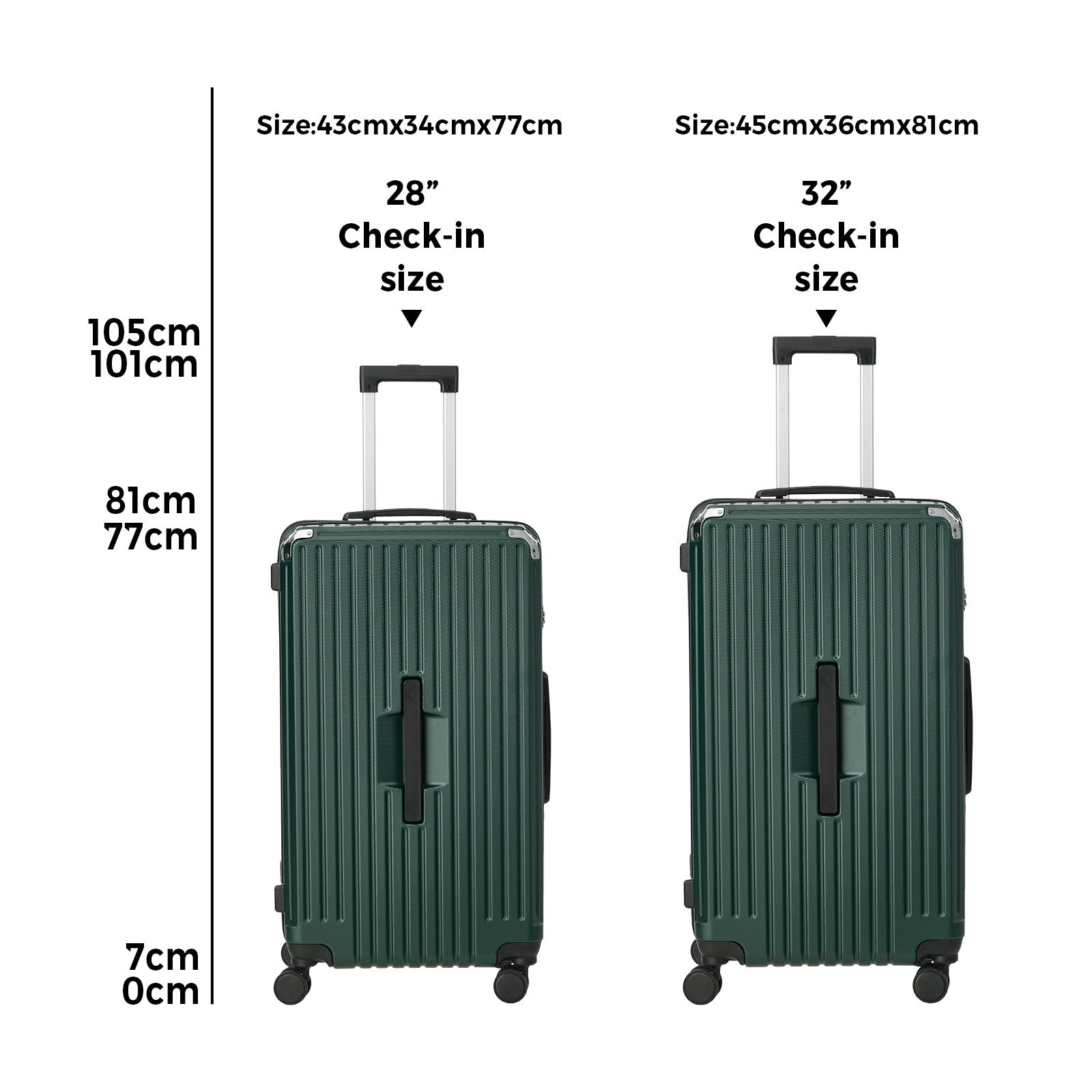 Mazam 2PCS Luggage Suitcase Trolley Set Travel TSA Lock Hard Shell Case Green - Sunyee