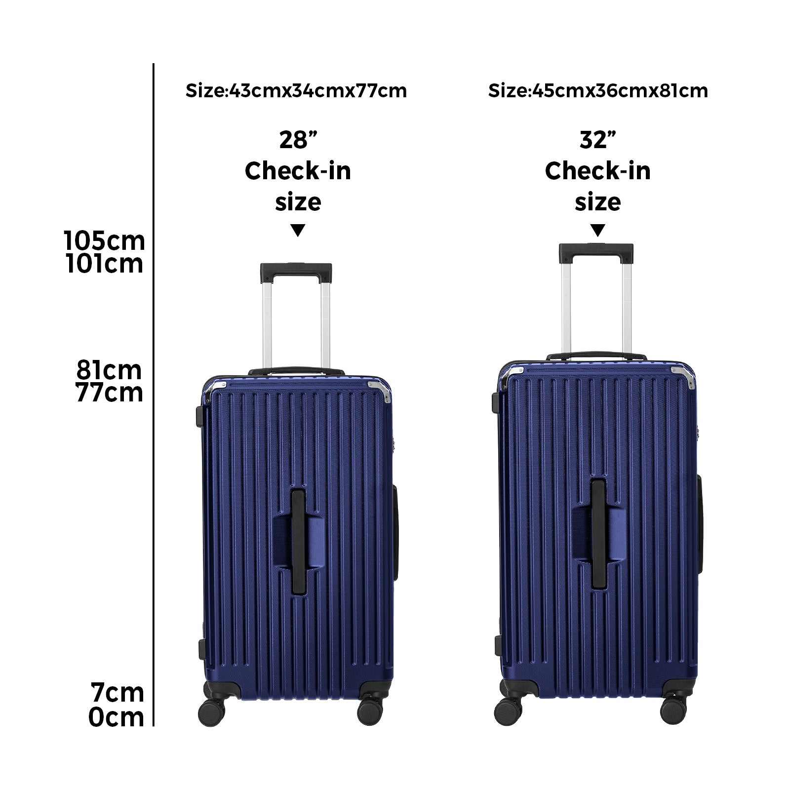 Mazam 2PCS Luggage Suitcase Trolley Set Travel TSA Lock Hard Shell Case Navy - Sunyee
