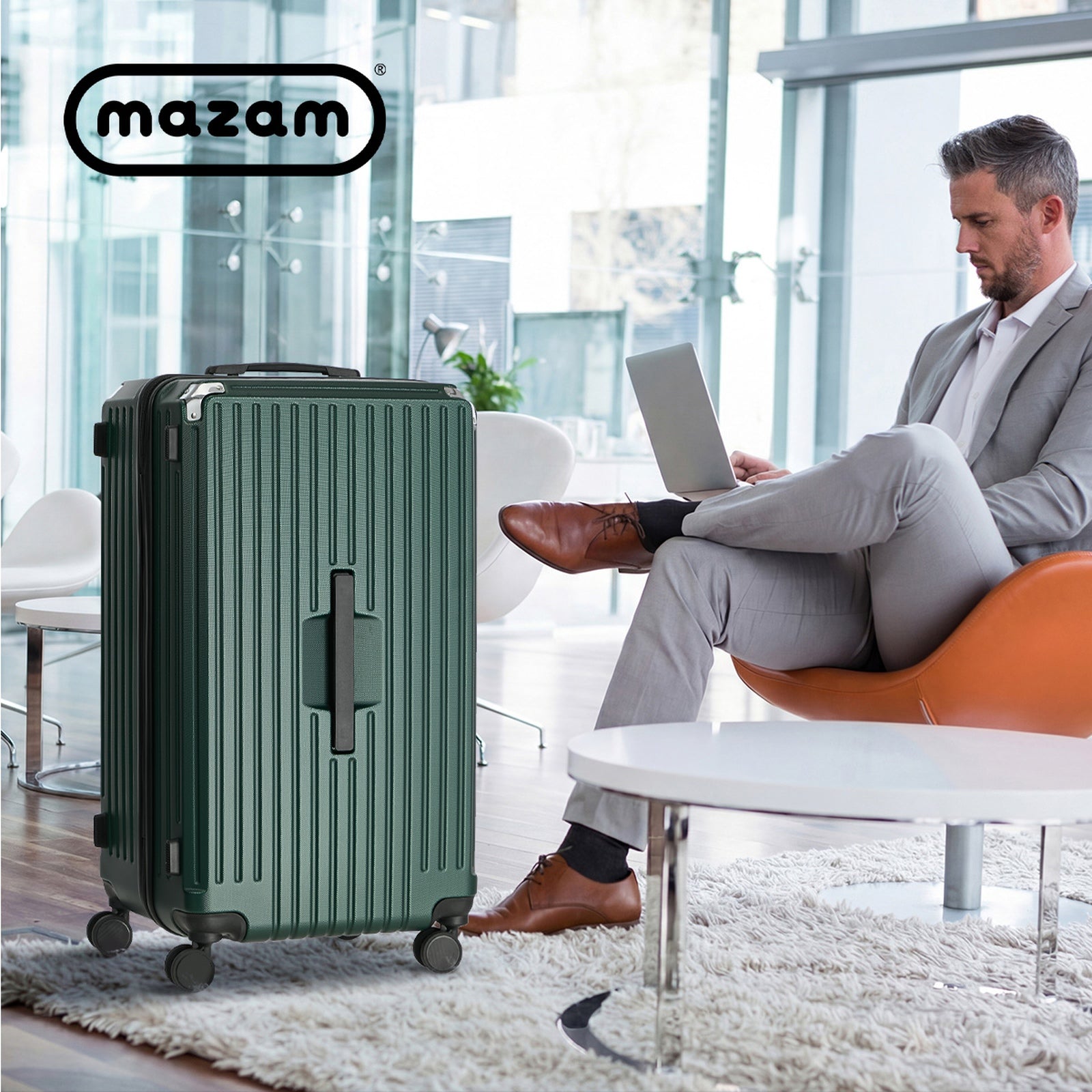Mazam 32" Luggage Suitcase Travel TSA Lock Hard Shell Case with Cup Holder Green - Sunyee